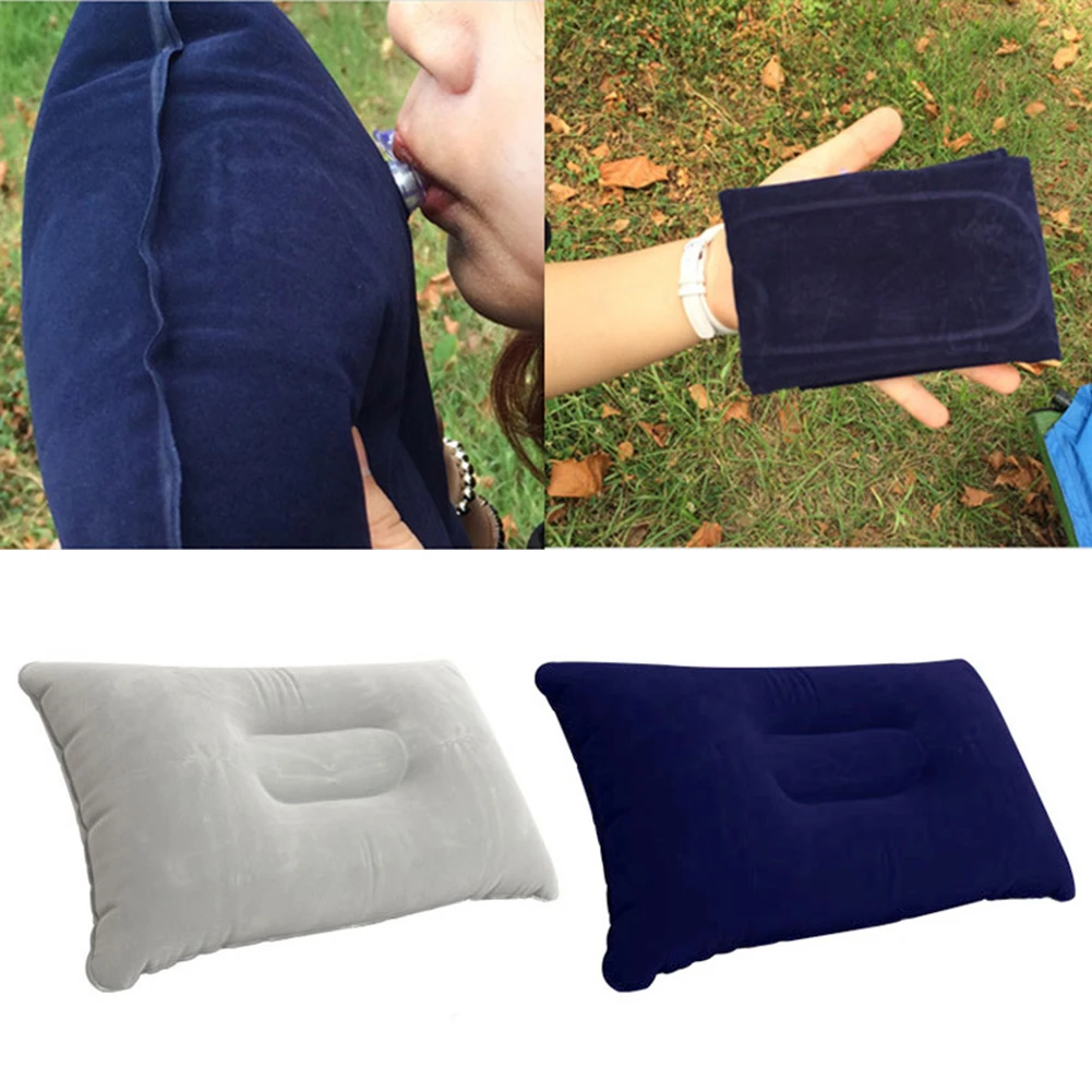 

Outdoor Inflatable Pillow Thickened Flocking Camping Folding Travel Pillow Square Pillows Suede Comfor Portable Camping Equipmen