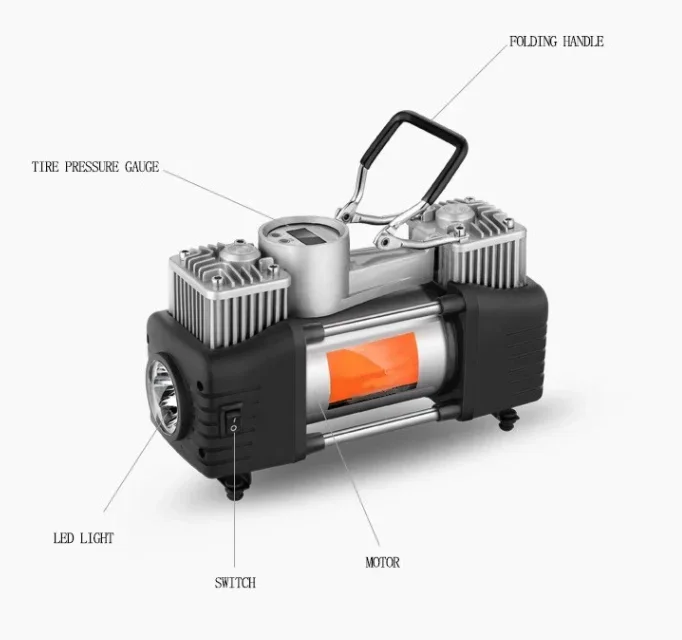 Оптовая продажа автомобильный насос с двойным цилиндром 12 В 180 Вт воздушный