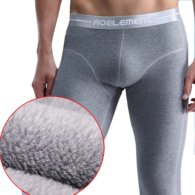 Mens Warm Long Johns Winter Men Plus Velvet Thick Thermal Underwear Sexy Male U Convex Leggings Men Cold-proof Base Underpants
