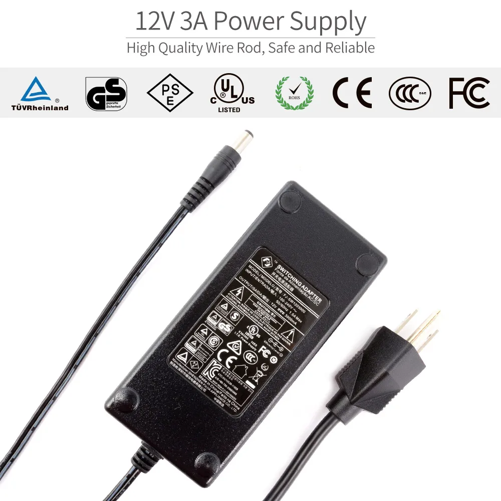 

Feelworld DC 12V 3A Switching Supply Home Power Adapter Input 100-240V 50/60Hz 1.5A Max Output 12V 3000Ma for Feelworld FW279S