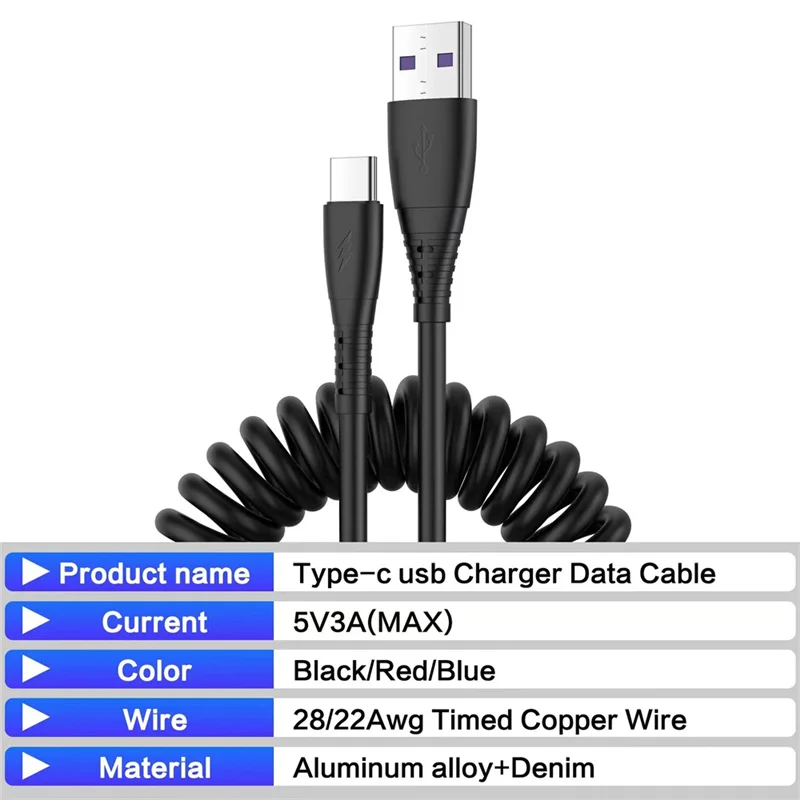 Выдвижной пружинный 3A провод для быстрой зарядки USB C кабель для Huawei P40 Xiaomi Type C кабель Micro USB кабель для передачи данных для Samsung S6 S7 (art.: 3920bf8e03382) - 3920bf8e03382