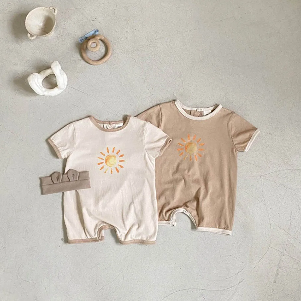

Baby Kids Rompers 2022 Summer New Baby Girls Boys Short Sleeve Cartoon Tops Rompers Shorts Jumpsuit Baby Casual Suit 6M-2Years