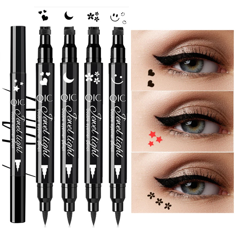 

Double Head Moon Star Heart Flower Liquid Eyeliner Pen Black Eye Liner Stamp Makeup Seal Eyeliner Pencil Waterproof Cosmetics