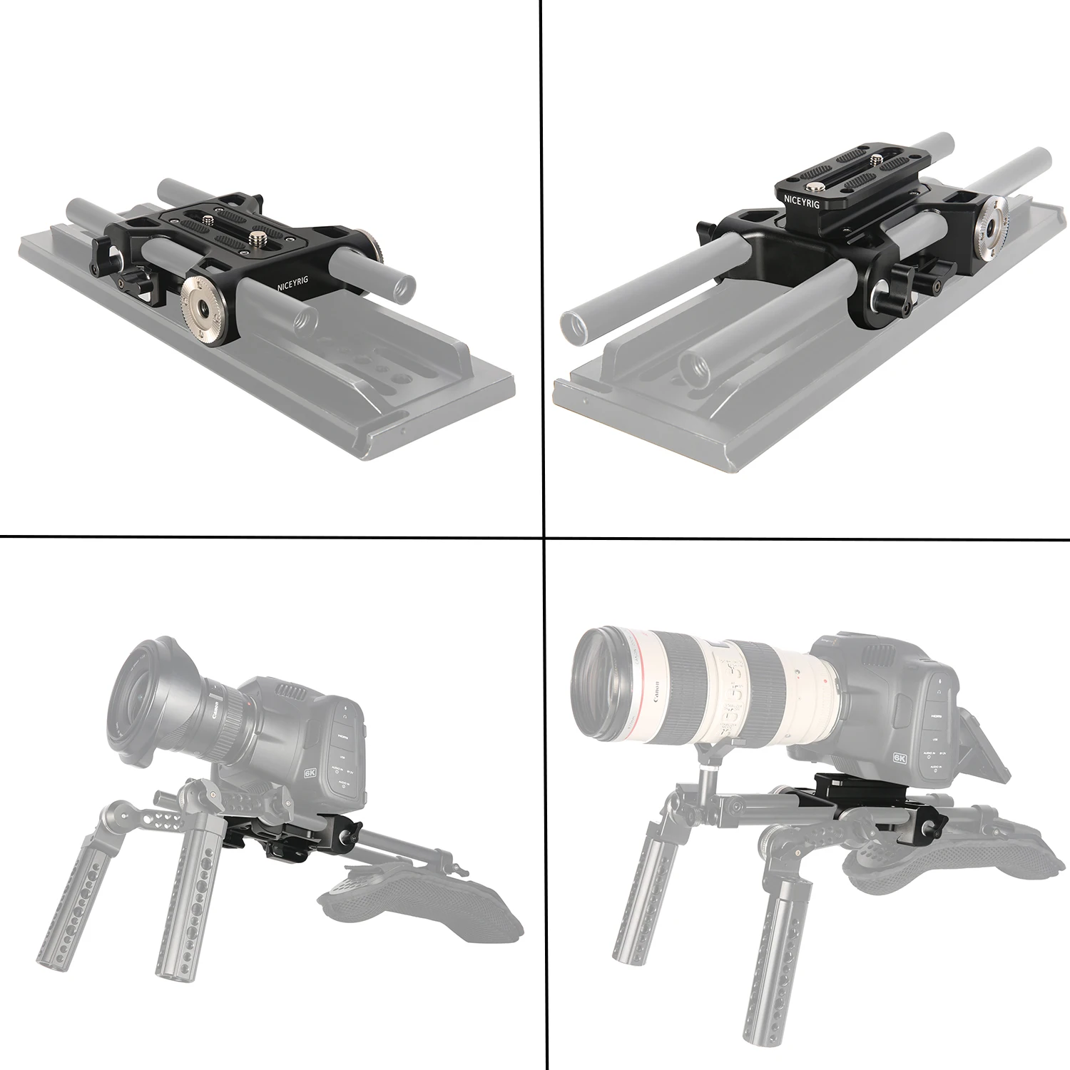 Фото NICEYRIG Rosette Mount 15mm Rod Rail Baseplate with Dovetail Clamp for ARRI Standard Bridge Plate for Cinema Camera №2