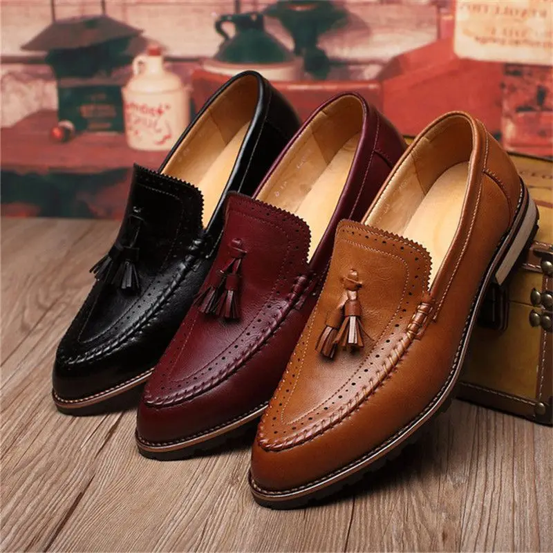

Brogue Men's Baroque classic Tessels Moccasins Mens Leather Casual Oxford Loafers Flats Shoes