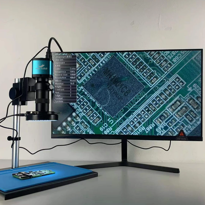 48МП 4К 2К HDMI USB промышленная цифровая видео-микроскоп-камера + зум 130X объектив C-Mount LED кольцевое освещение для ремонта пайки.