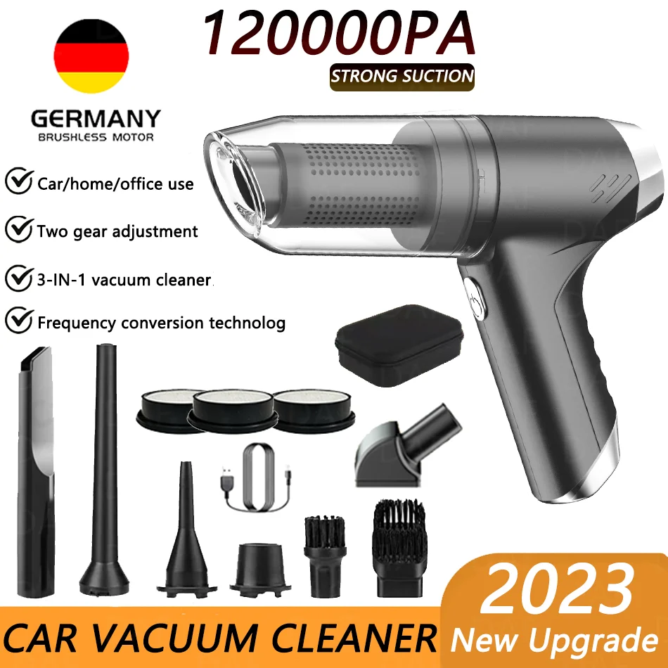 120000Pa 3 in 1 Wireless Car Vacuum Cleaner Portable Handhel