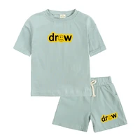 drew toddler boys girls brand suit 2022 new summer sport clothes kids casual high quality children t shirtshorts set tees tops