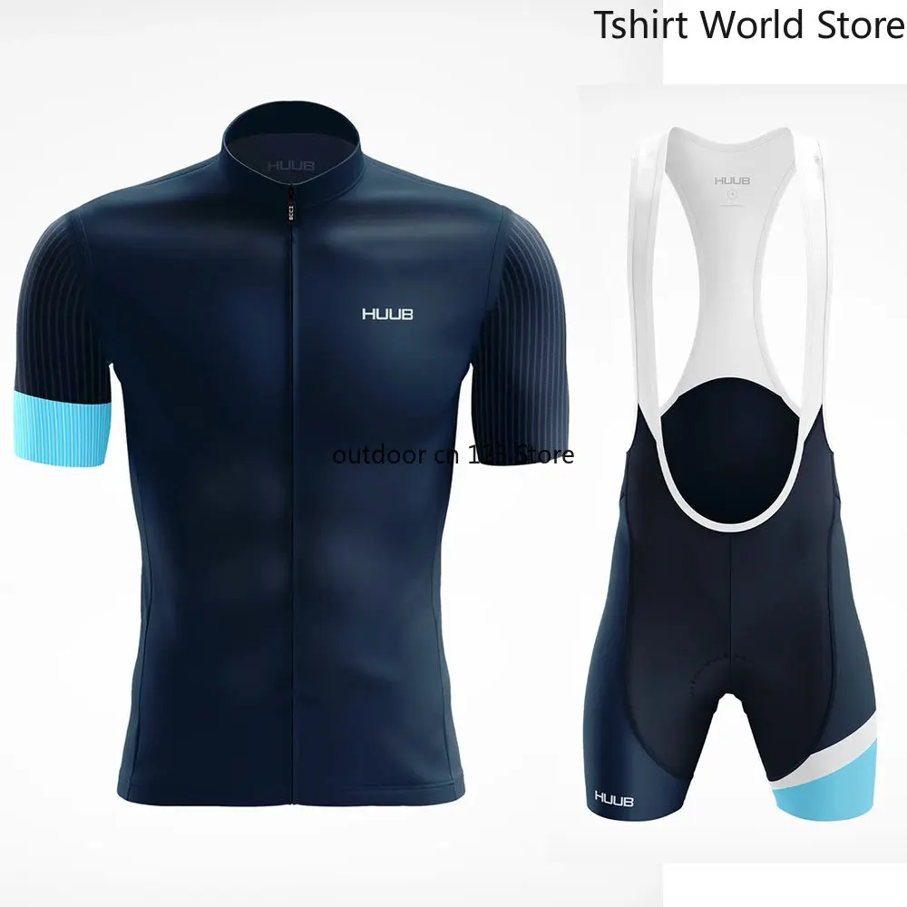 

HUUB New men's mountain bike cycling jersey with short sleeves, 9D cushion bib, professional team racing equipment, breathable
