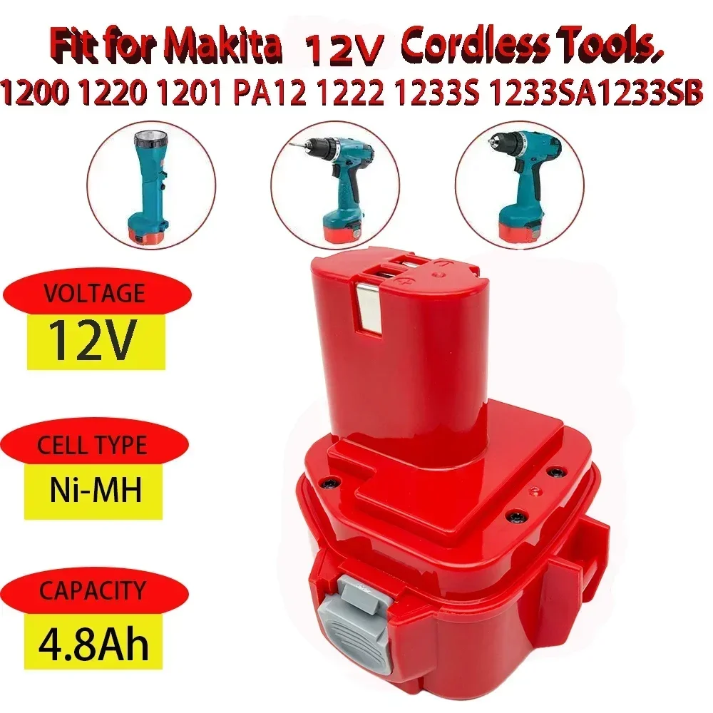 

Electric tool rechargeable battery pack 12V 4800mAh nickel CD Makita Drills battery 1220 1222 1233S PA12 1235B 638347-8-2 192681