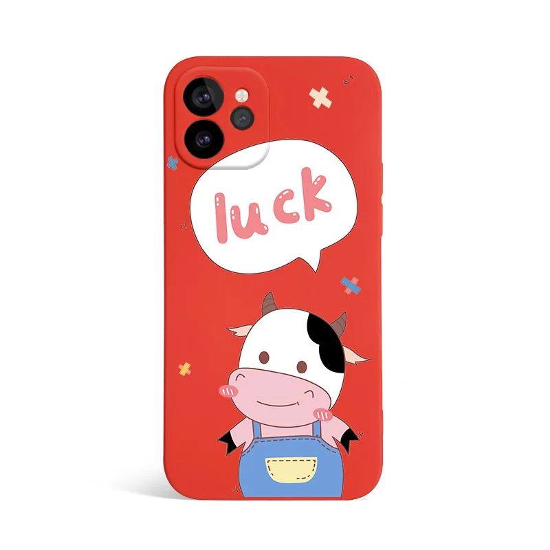 

Suitable for iPone 11 Mobile Phone Shell iphone13 Personality Cartoon Cute Cow 12pro All-inclusive Protective Cover