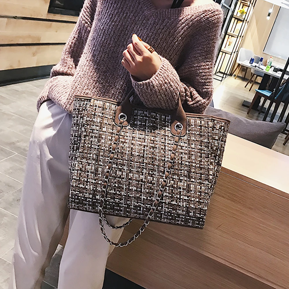 Summer Large Capacity Women Chain Bag Handbags For Female Fashion Shoulder Beach Luxury Designer Tote Ladies Hand Bags Canvas