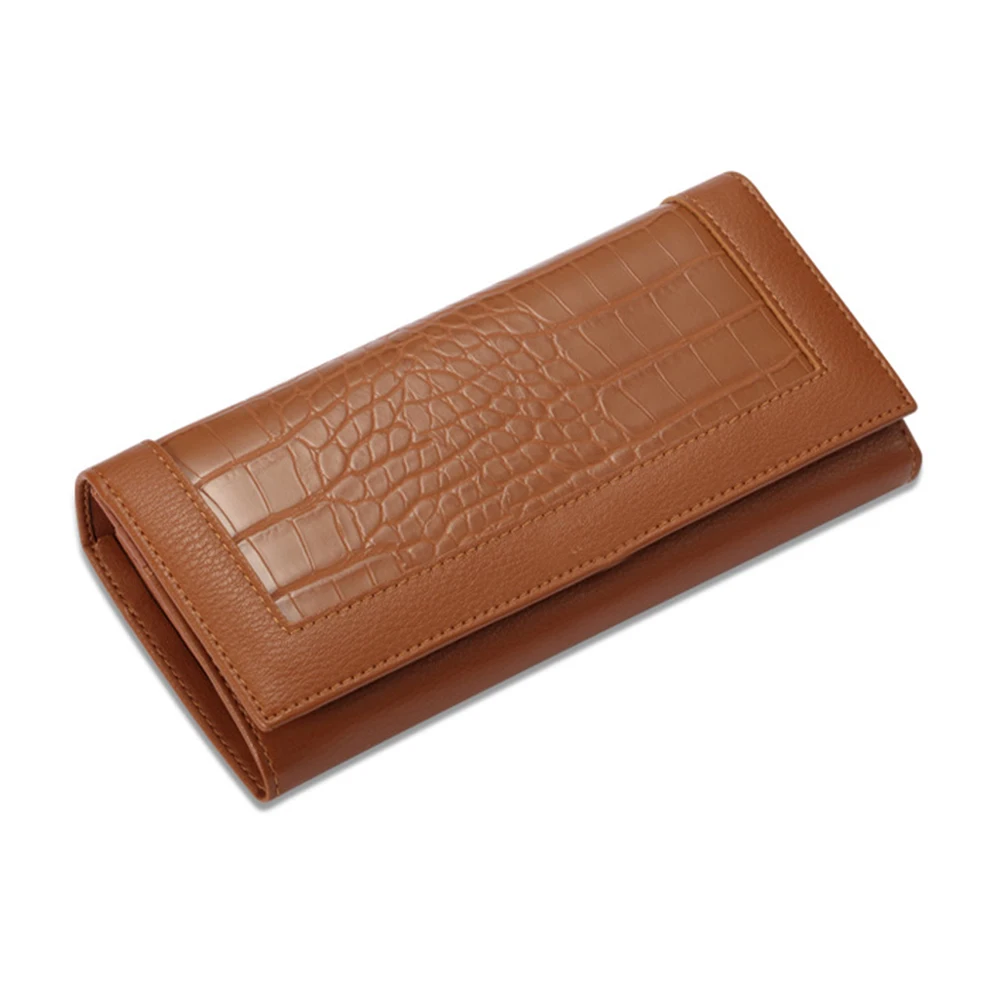 Simple Crocodile-Pattern Solid-Color Long Wallet Wear-Resistant Ultra-thin Coin Purse Gift For Birthday
