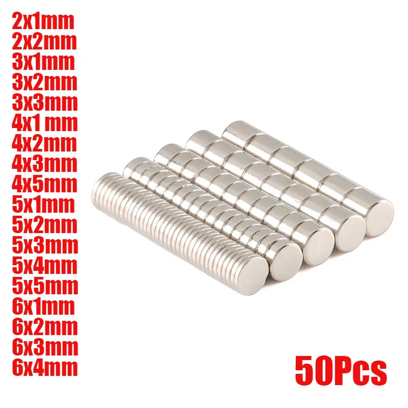

50Pcs/let Thick Super Strong Magnets NdFeB Neodymium Thin Small Disc Magnet Permanent N35 Dia 1/2/3/4/5/6mm