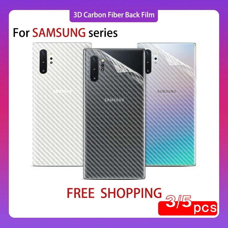 

3/5PCS 3D Carbon Fiber Back Film For Samsung Galaxy S10E S8 S9 S20 fe S21 S20 S22Ultra 10 Plus S7 Edge Real Film For S6 S6edge