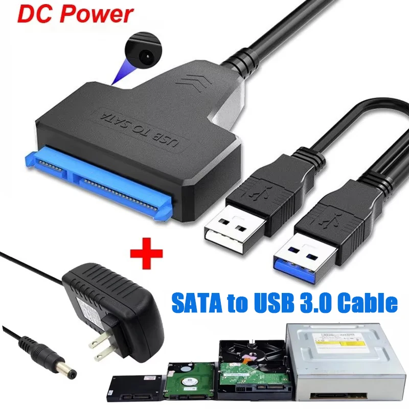 Фото Кабель-конвертер USB3.0 в SATA Жесткий диск HDD SATA в USB 3.0 SATA Устройство чтения жестких дисков для 3,5/2,5-дюймового жесткого диска/SSD с 12 В/2 А №1