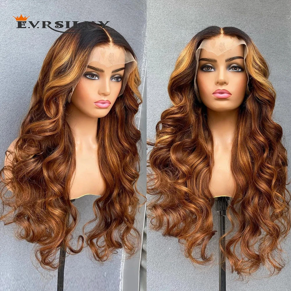 

Ombre Honey Blonde Body Wave Lace Front Wig 360 Full Lace Highlight Wig Human Hair Pre Plucked Silk Base Brazilian Hair Wigs