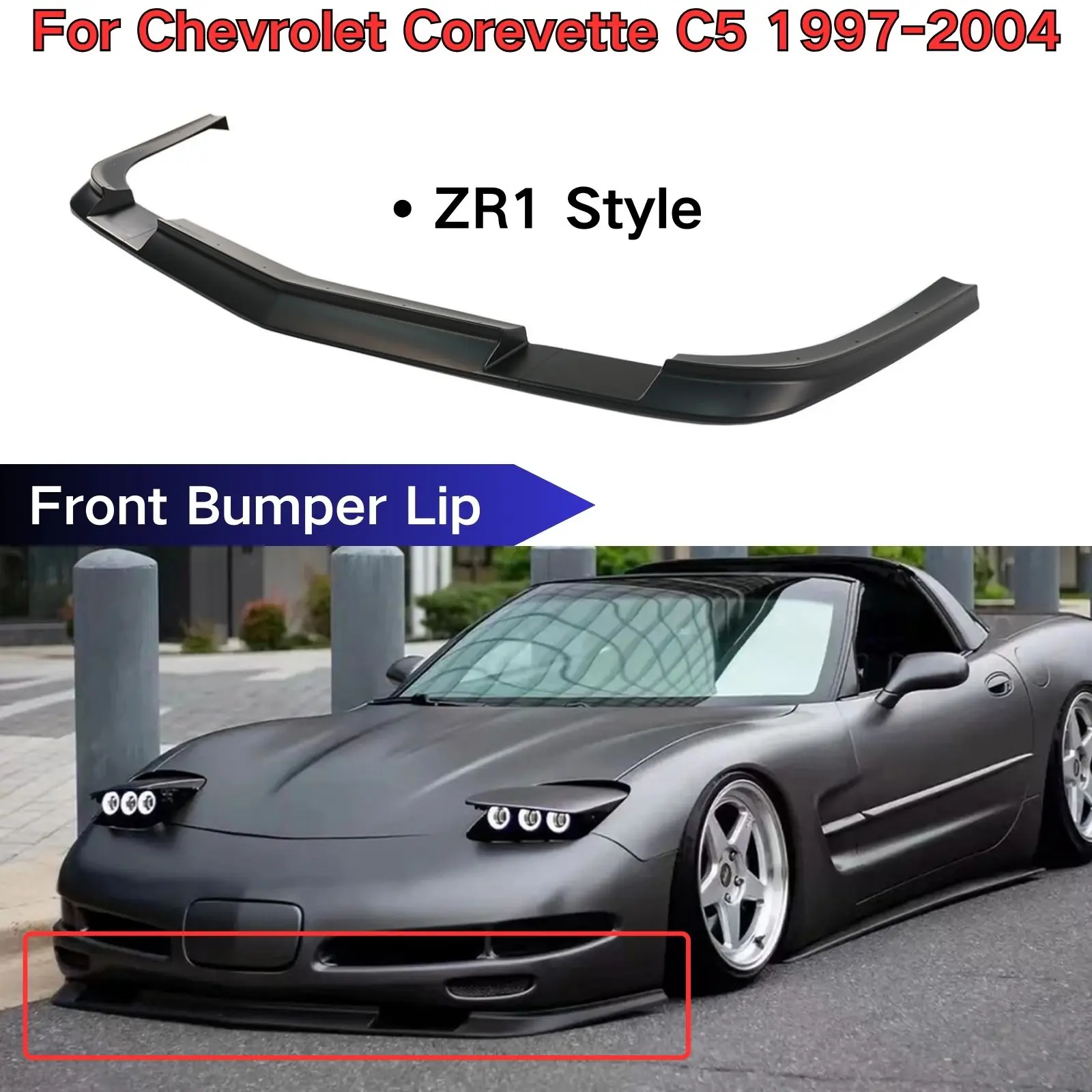 Передний бампер в стиле ZR1 для Chevrolet Corevette C5 1997 1998-2004 глянцевый черный комплект