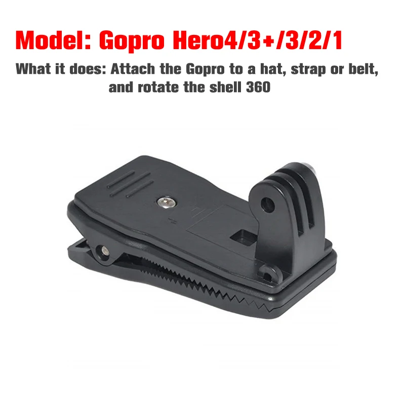 

360 Degree Rotary Backpack Clip Clamp For Gopro Hero 4/ 3+/3/2/1 Accessories Skiing Action Camera Accessories
