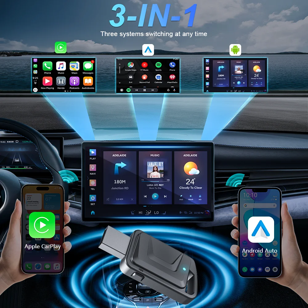 Фото 2 в 1 беспроводной Carplay AI Box проводной к беспроводному мини-адаптеру Android Auto Carpay Bluetooth для автомобильного радио с проводной Carplay Box №4