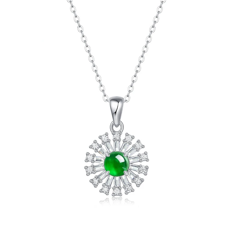 

S925 Sterling Silver High-End Emerald Pendant Necklace Women's Dreamlike First Sight Fashion Ladies Collarbone Chain Jewelry