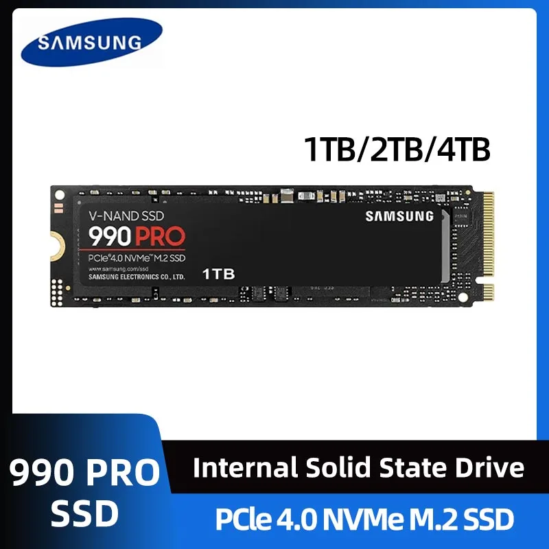 SSD Samsung 990 Pro 1 ТБ 2 4 PCIe Gen 4.0x4 Твердотельный накопитель NVMe 2.0 M.2 2280 Внутренний