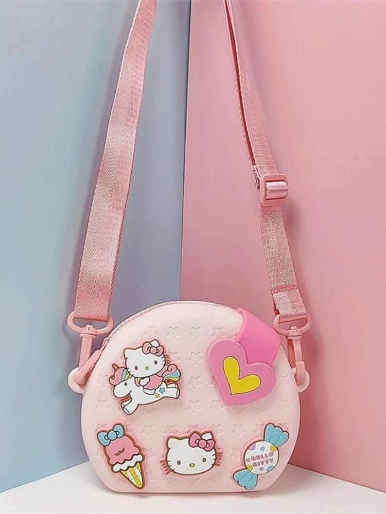 Authentic Hello Kitty Children's Bag Trendy Hole Bag Girls' Baby Crossbody Bag Silicone Pouch bag  backpacks backpack for girls