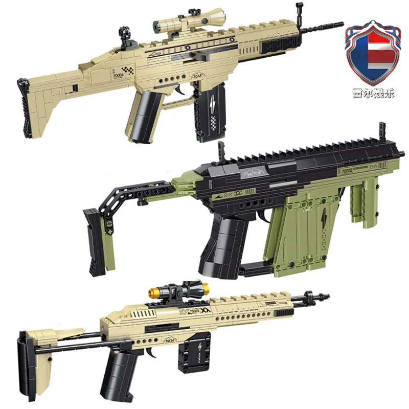 

Vector Mk14 Scar Desert Eagle Gun Building Blocks Model PUBG Military SWAT Technical Weapon Bricks Toys for Children