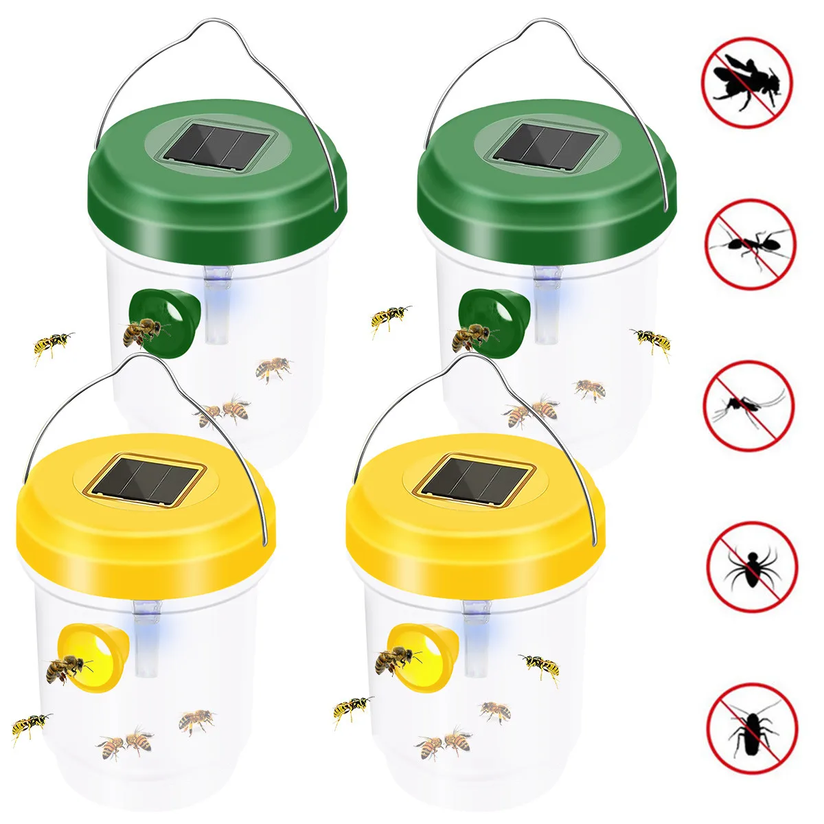 

2 Pcs Solar Wasp Trap Outdoor Hanging Waterproof Reusable Bee Catcher Hornet Insects Traps for Home Garden Orchard Farm,etc