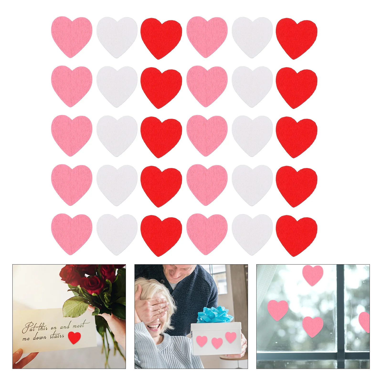 

150pcs Heart-shape Self-adhesive Stickers Valentine's Day Adhesive Wood Crafts