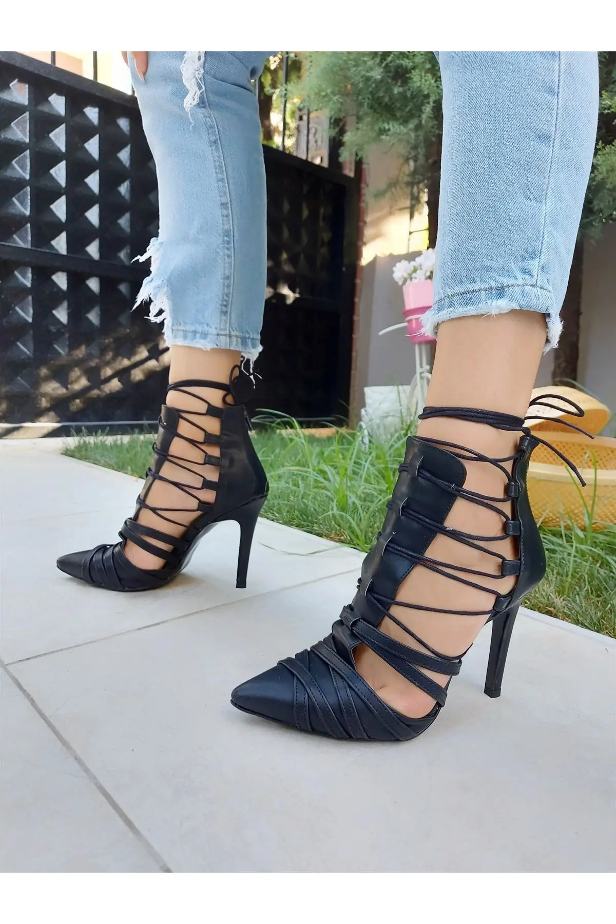 

Women's Fashion Handmade Special Leather Laced Heels Shoes