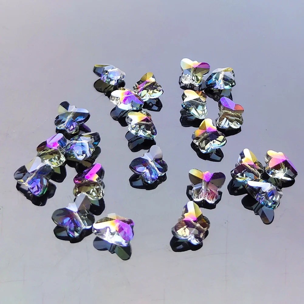 

20pcs Coloreful Glass Beads Butterfly Shaped Crystal Beads for Jewelry Making DIY Bracelet Earrings Necklace Charm Accessories