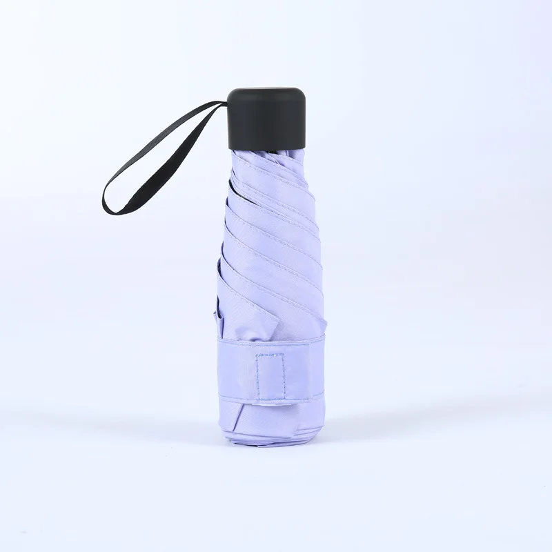 

Girls Pocket Flat Mini Umbrella portable 50% fold umbrella rain female black coated parasol Travel Sun UV umbrella