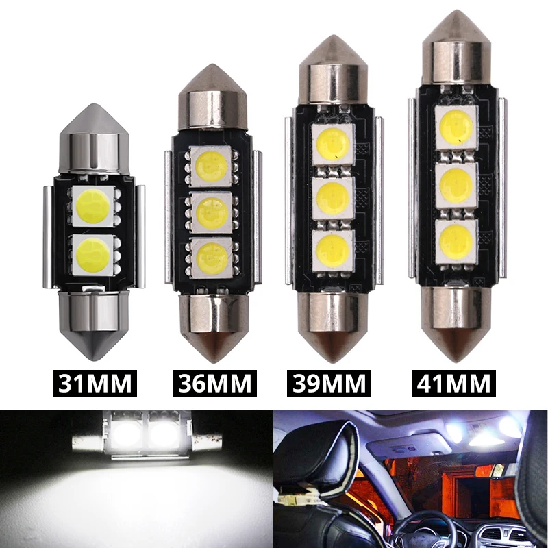 

1x Festoon Led 31mm 36mm 39mm 41mm c5w 3 smd 5050 Led Can Bus Car Interior Dome Light Festoon Reading Lamp Canbus Error Free