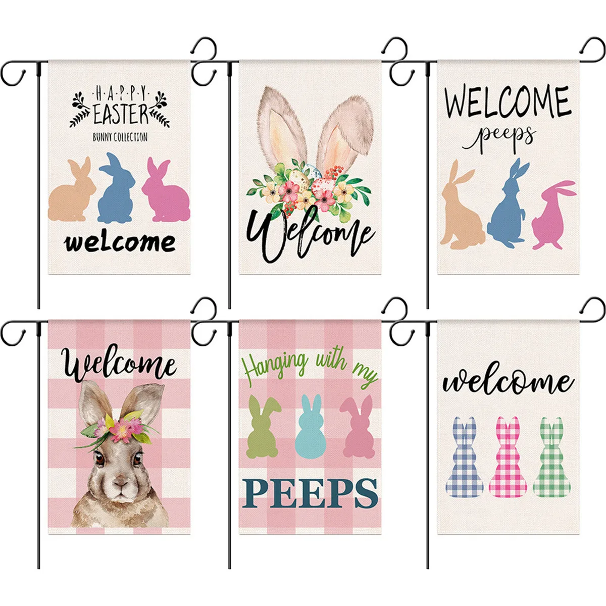 Rabbit In Training Easter Garden Flag Eggs Rabbit Flower Garden Banner 32*47cm