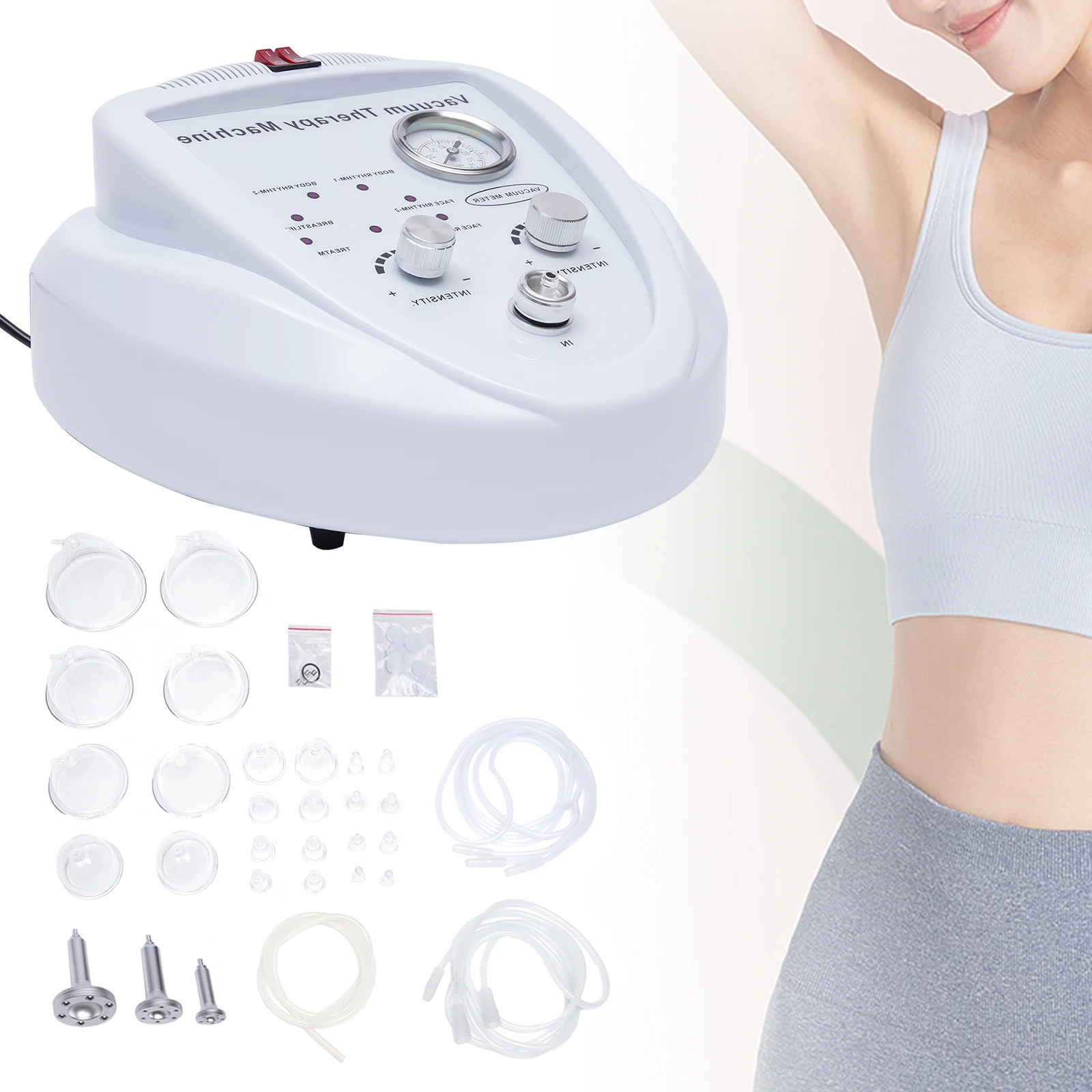 Vacuum Breast Enlargement Enhancement Therapy Buttock Lifting Body Beauty Massage Machine +Cups