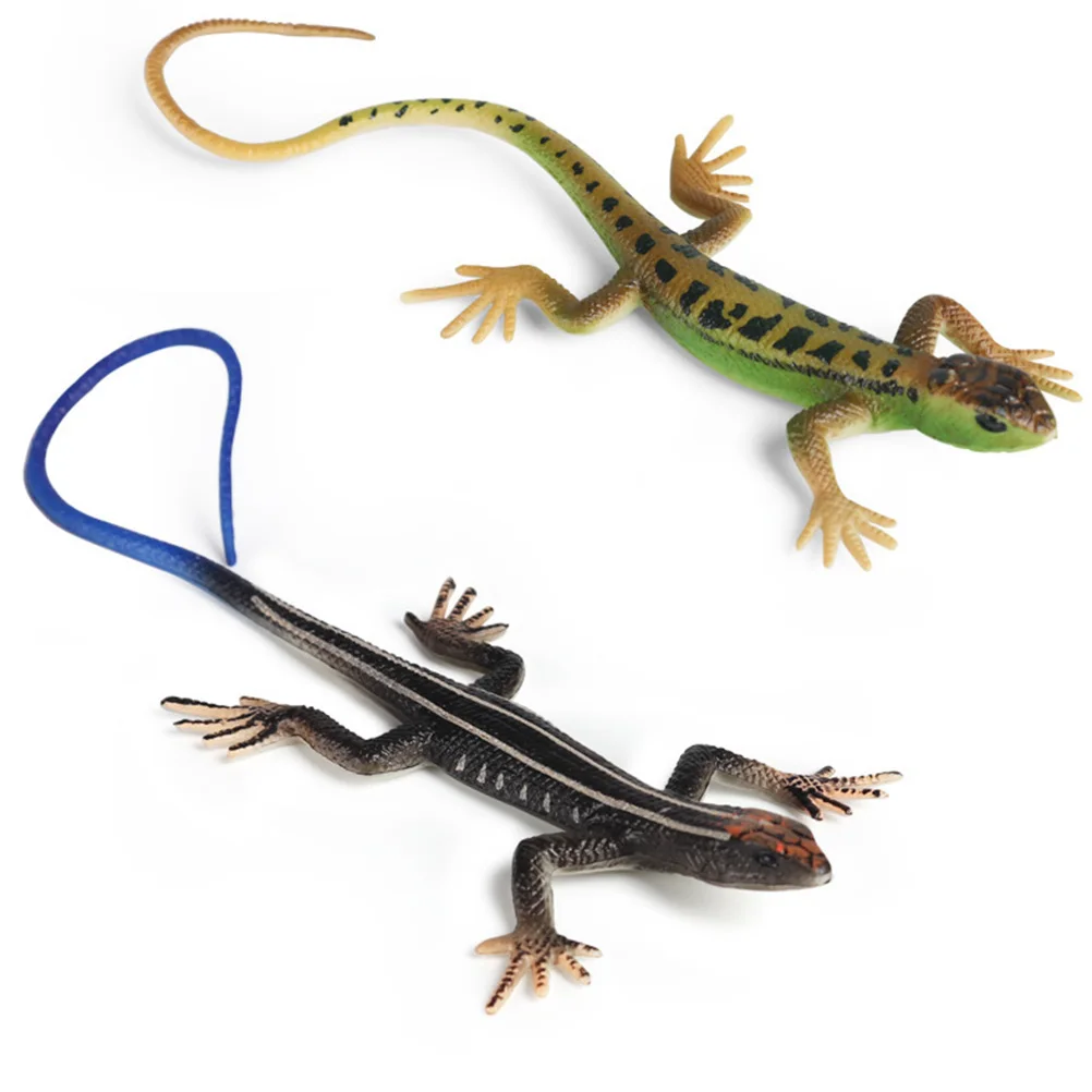 2Pcs Four-Legged Snake Lizard Skink Tricky Toy Solid Plastic Simulation Animal Model Ornament Trick Toys