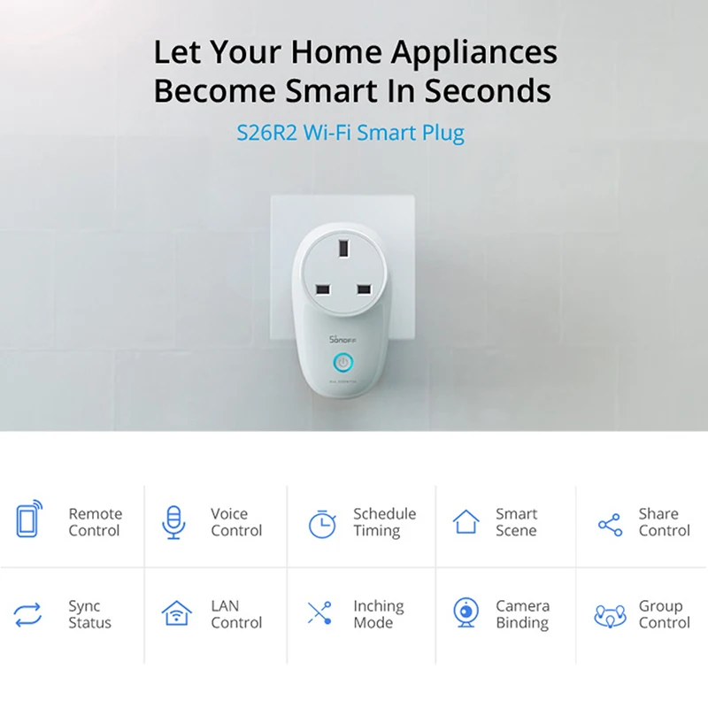 Смарт-розетка SONOFF S26 R2 с поддержкой Wi-Fi 16 А
