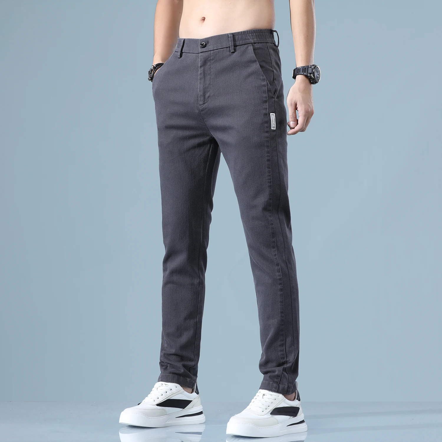 2022 Summer New Thin Casual Pants Men Classic Korea Style Fashion Business Slim Fit Straight Cotton Solid Color Brand Trousers