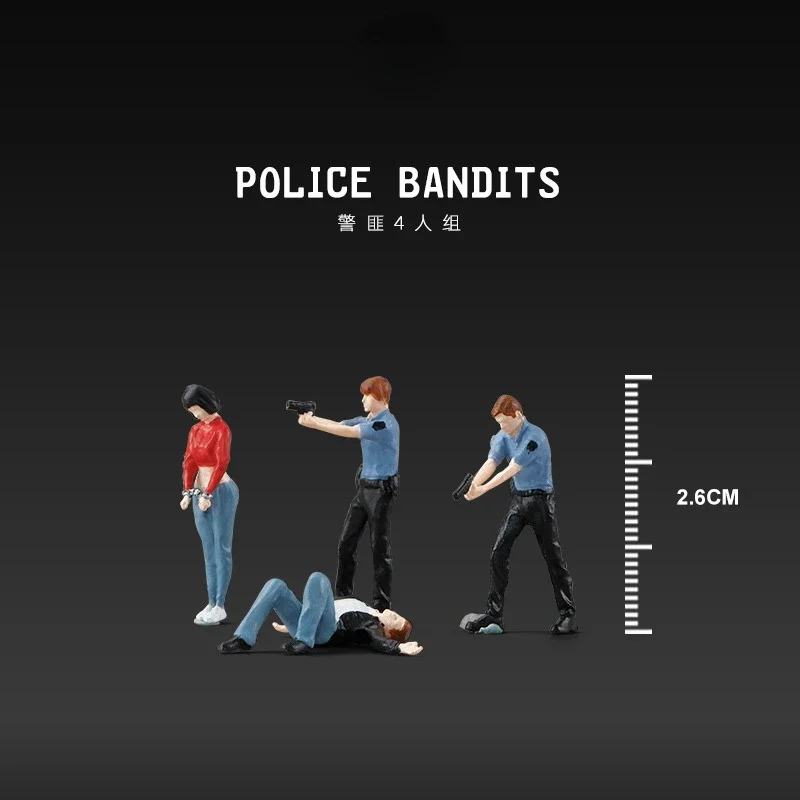 

Diorama 1/64 Scale Figurines Model Police and Bandit Doll Collection Miniature Hand-painted SCJ
