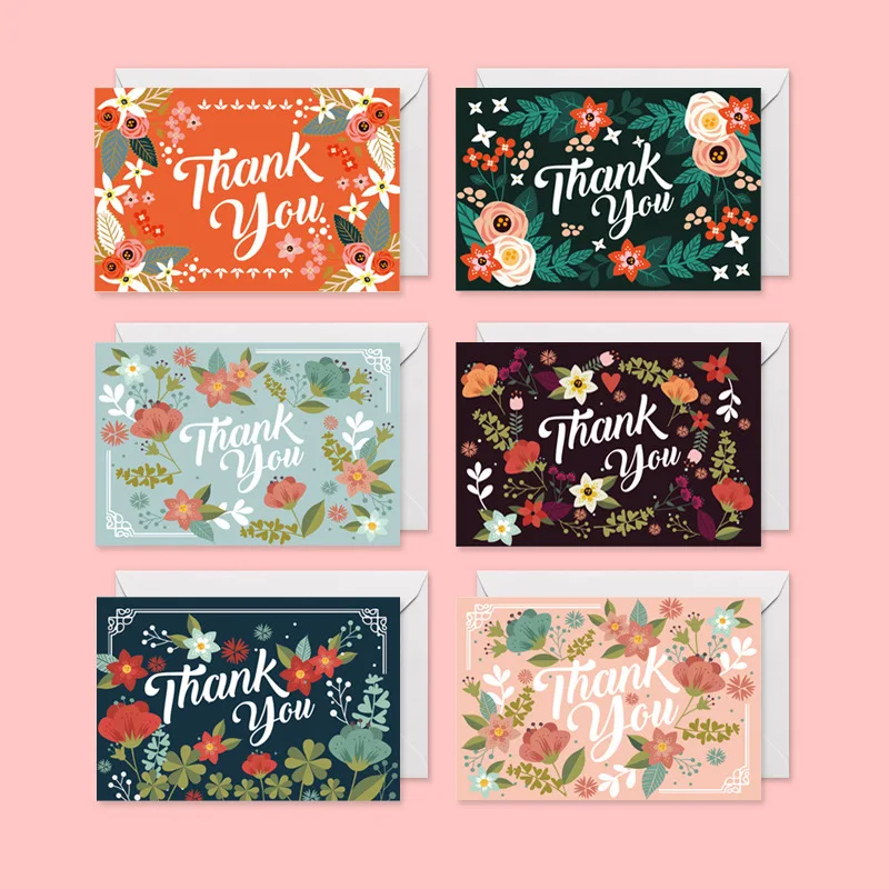 

6pcs Greeting Cards 5.9'' Thank You Cards with Envelopes for Monthers' Day Wedding Bridal Shower Baby Shower Business Graduation