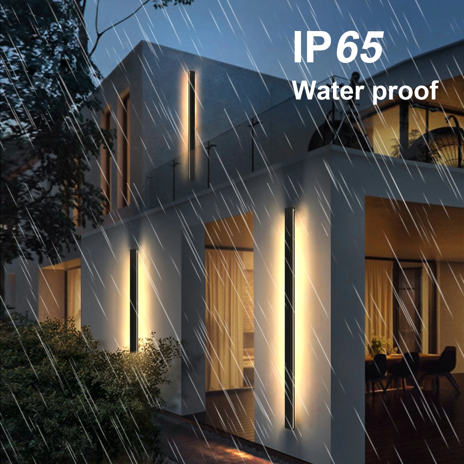 

Современная настенная лампа в длинную полоску для сада, крыльца, черная наружная светодиодная линейная наружная настенная лампа в виде звездочек