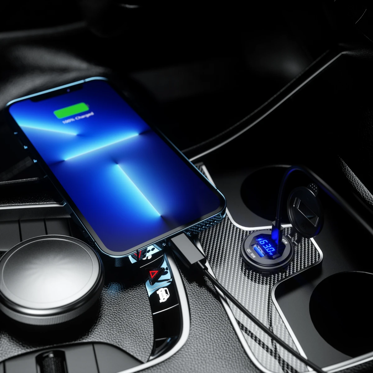 Автомобильное зарядное устройство PD Type-C QC3.0 45 Вт USB 12/24 в быстрая зарядка яркий