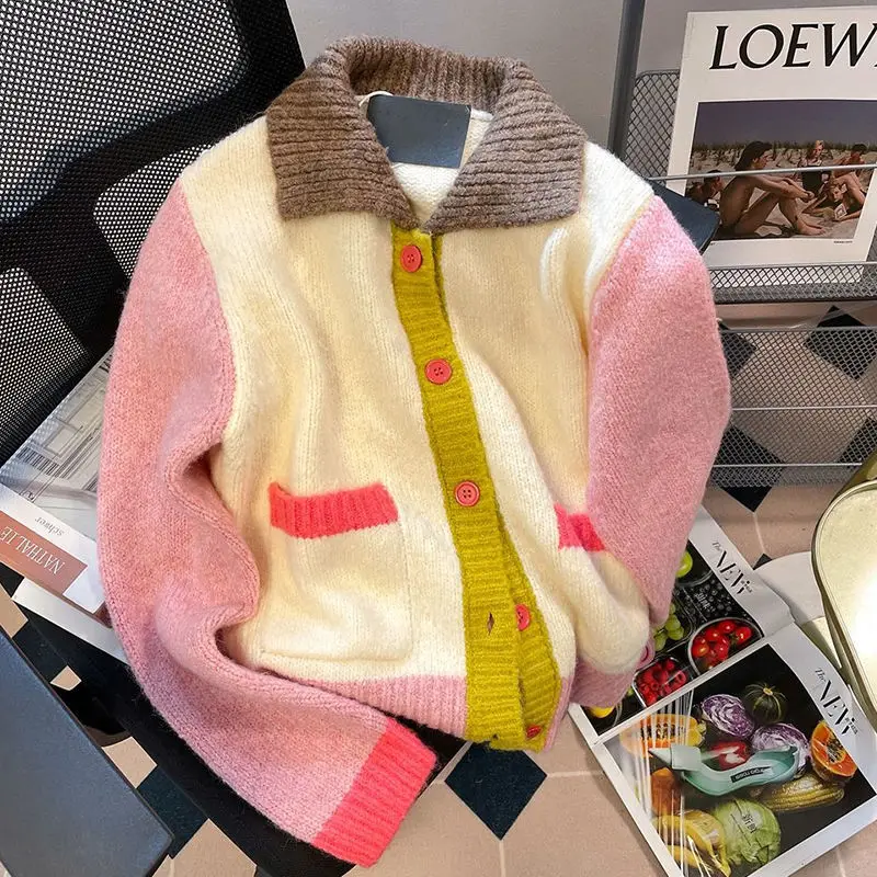 

Женский мягкий кардиган с лацканами EBAIHUI, новинка сезона осень-зима 2022, Женский мягкий свитер, пальто, вязаные свитера свободного кроя