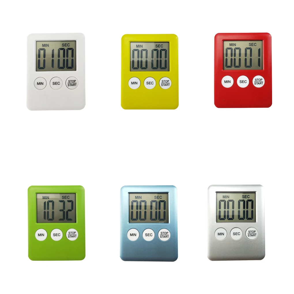 

Цифровой таймер для приготовления пищи, кухонный таймер синего цвета с ЖК-дисплеем и кнопкой обратного отсчета для выпечки