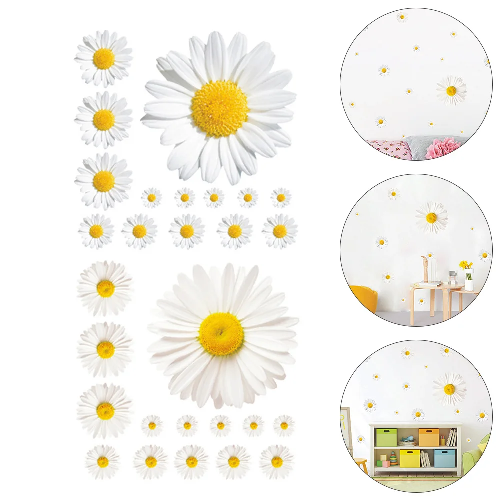 

Wall Daisy Stickers Sticker Flower Decal Decals Muralwallpaper Decor Self Floral Adhesive Decorative Bedroom Room Removable