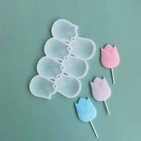 tulips flowers shaped round silicone lollipop mold jelly chocolate cake decoration mold kitchen baking accessories epoxy rose
