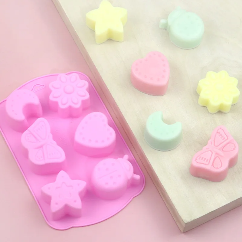

6 Grid Insect Shape Silicone Mould Fondant Cake Mold Food Grade Cupcake Decoration Tool MKitchen Baking Accessories