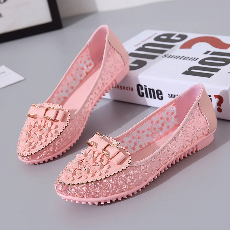 Sweet Mother Shoes 2021 Summer Fashion Student Womans Flats Breathable Non-slip Ladies Casual Shoes Butterfly-knot Leisure Shoe