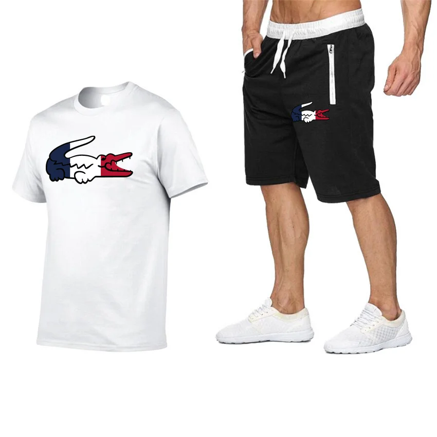 

Summer Tracksuit Men High Street T-shirt + Shorts Pants 2 Piece Set Fashion Print Sportswear Men's Suit Casual Streetwear Outfit